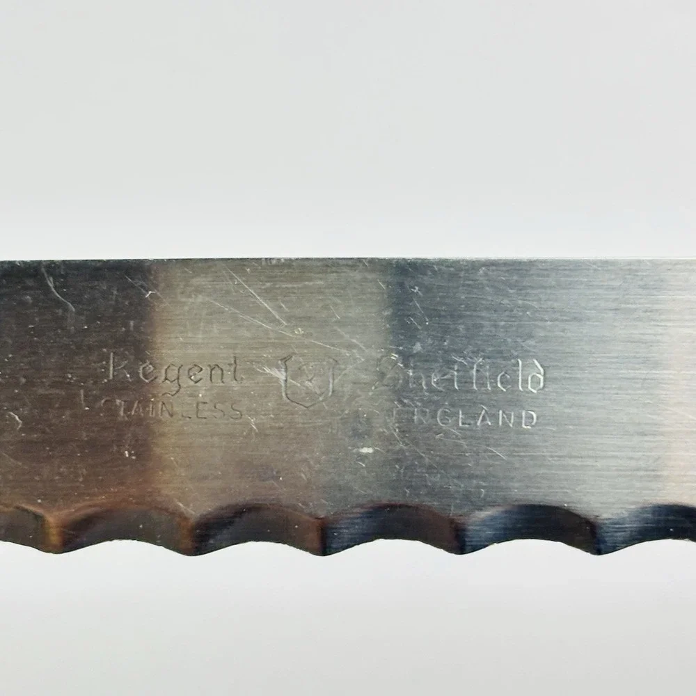 Vintage Sheffield England Regent Stainless Steel Knife White Handle Serrated